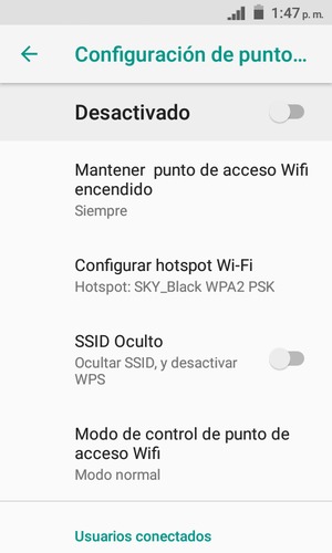 Seleccione Configurar hotspot Wi-Fi