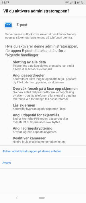 Velg Aktiver administratorappen på denne enheten