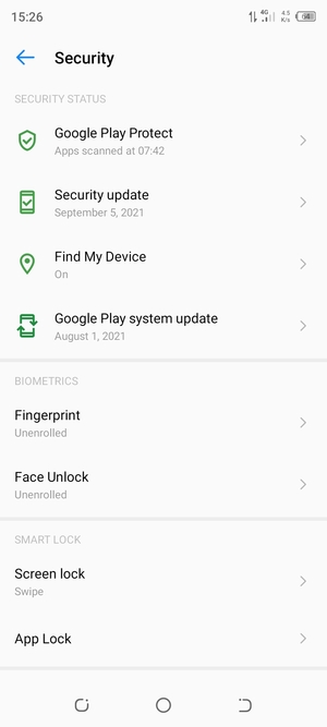 Select Screen lock
