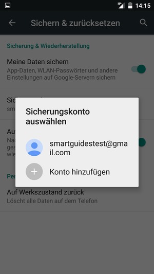 Wählen Sie Ihr Konto für Backup