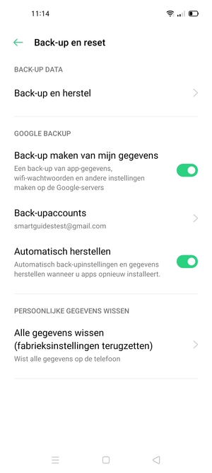 Selecteer Back-upaccounts
