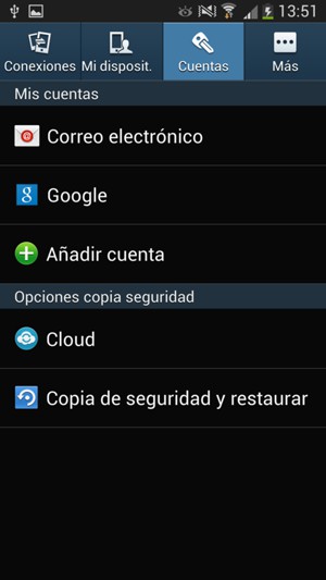 Seleccione Cuentas y Copia de seguridad y restaurar