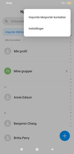 Vælg Importér/eksportér kontakter