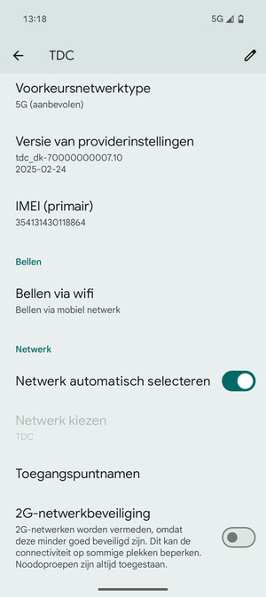 Om van netwerk te wisselen in geval van netwerkproblemen, schakel Netwerk automatisch  selecteren uit