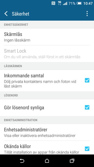 Välj Skärmlås