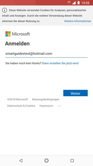Geben Sie Ihre E-Mail-Adresse ein und wählen Sie Weiter