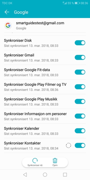 Forsikre deg om at Synkroniser kontakter er valgt