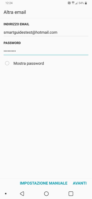 Inserisci il tuo indirizzo email e password. Seleziona AVANTI