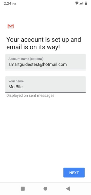 Give your account a name and enter your name. Select NEXT