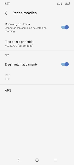 Activar o desactivar Roaming de datos