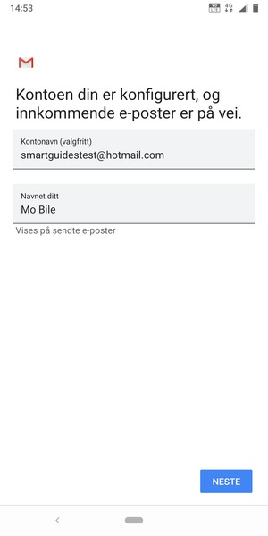 Gi kontoen din et navn, og skriv inn navnet ditt. Velg NESTE