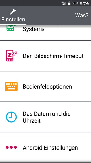Scrollen Sie und wählen Sie Android-Einstellungen