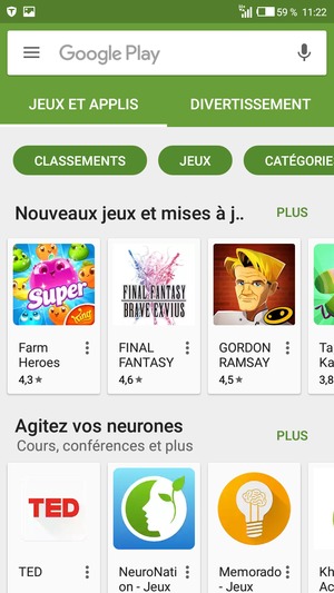 Sélectionnez la barre de Recherche