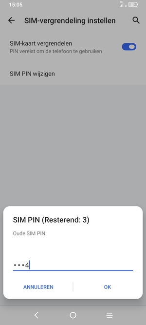 Voer uw Oude SIM PIN in en selecteer OK