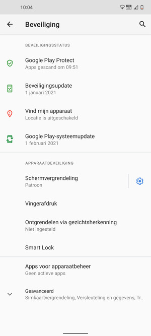 Uw telefoon is nu beveiligd met een schermvergrendeling