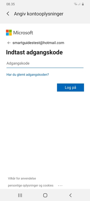 Indtast din adgangskode og vælg Log på