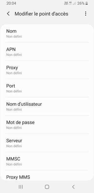 Saisissez les informations Internet