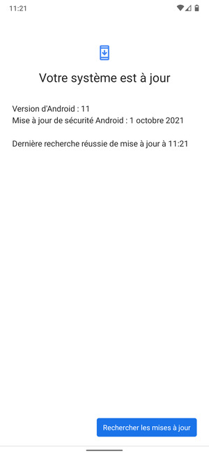 Si votre téléphone est à jour, vous verrez l'écran suivant