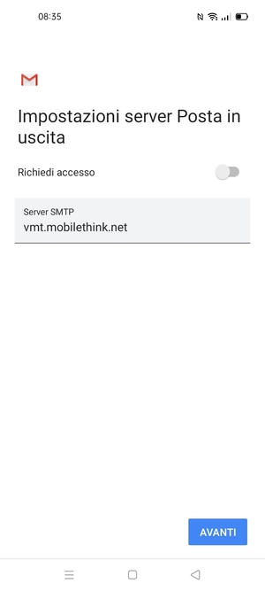 Disattiva Richiedi accesso e seleziona AVANTI