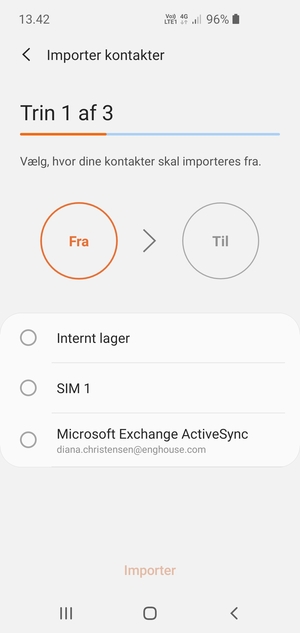 Vælg SIM 1 eller SIM 2