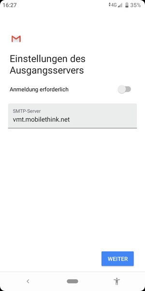Schalten Sie Anmeldung erforderlich aus und wählen Sie WEITER