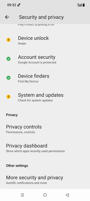 Scroll to and select More security and privacy