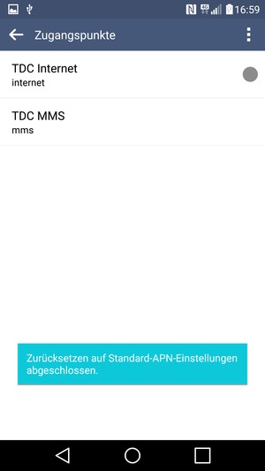 Ihr Handy wird auf Standard-Einstellungen für Internet und MMS zurückgestellt