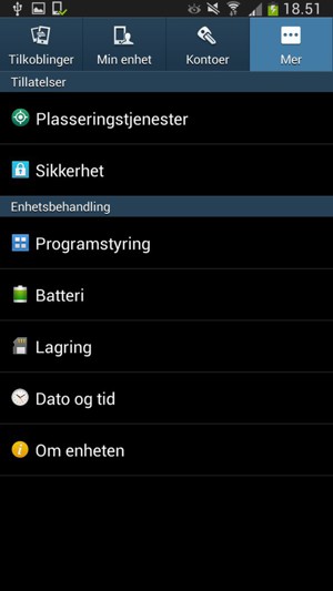 Bla til og velg Om enheten