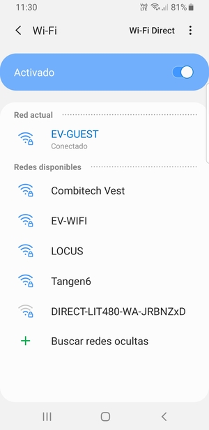 Ahora está conectado a la red Wi-Fi