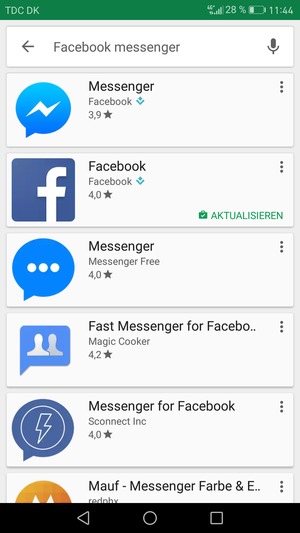 Wählen Sie die App