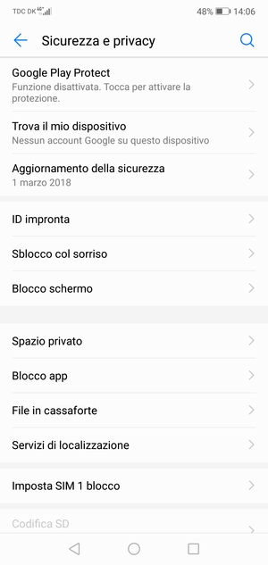 Seleziona Imposta SIM blocco