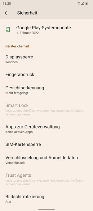 Um die PIN für die SIM-Karte zu wechseln, scrollen Sie und wählen Sie SIM-Kartensperre