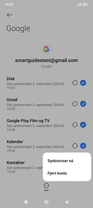 Velg Synkroniser nå