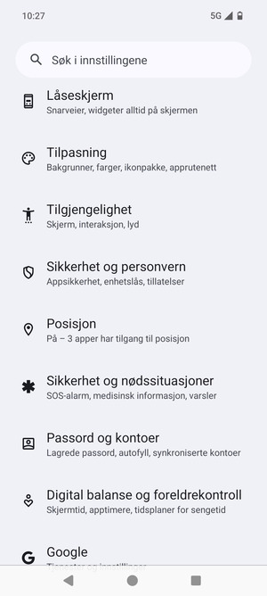 Bla til og velg Posisjon