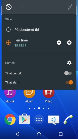 Trykk en gang til for lydløs modus