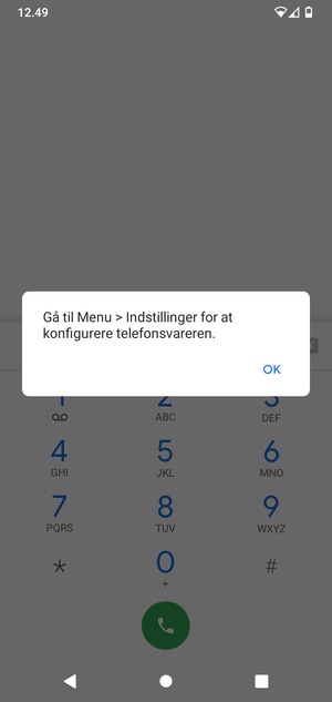 Hvis din telefonsvarer ikke er sat op, vælg OK