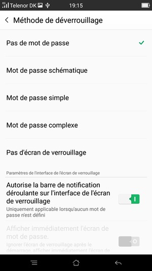 Sélectionnez Mot de passe schématique
