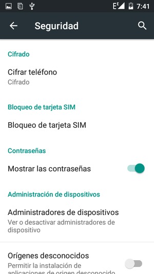 Seleccione Bloqueo de tarjeta SIM