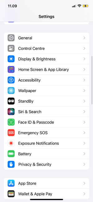 Return to the Settings menu  and select Battery