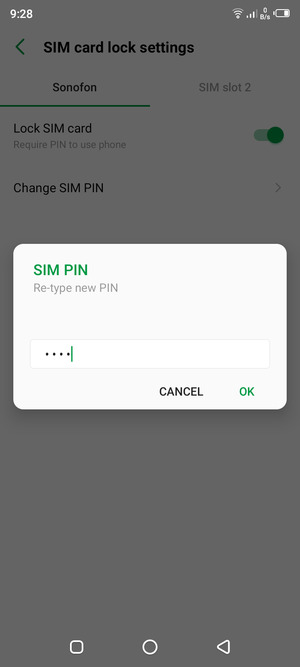 Confirm your new SIM PIN and select OK