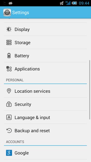 Scroll to and select Security