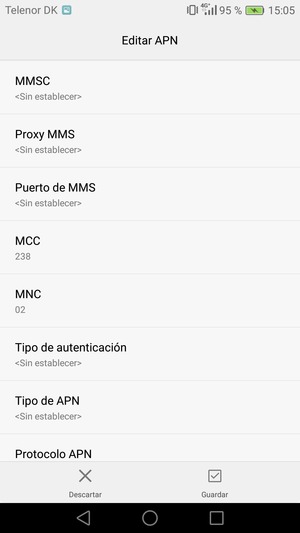 Desplácese hacia abajo e introduzca la información de Internet