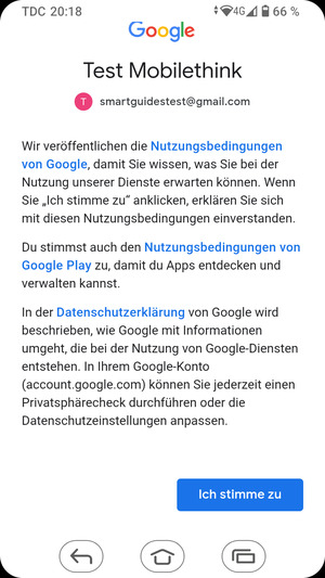 Scrollen Sie und wählen Sie Ich stimme zu