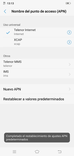 Seleccione Nuevo APN
