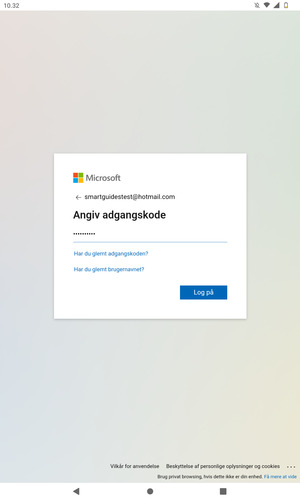 Indtast din adgangskode og vælg Log på