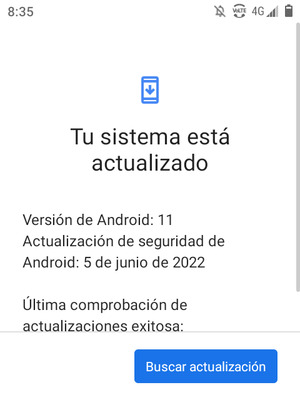 Si su teléfono está actualizado, verá la siguiente pantalla