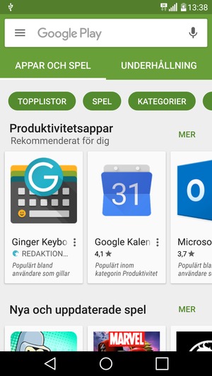 Tryck på sökfältet