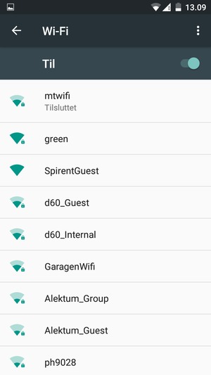 Du er nu tilsluttet Wi-Fi netværket