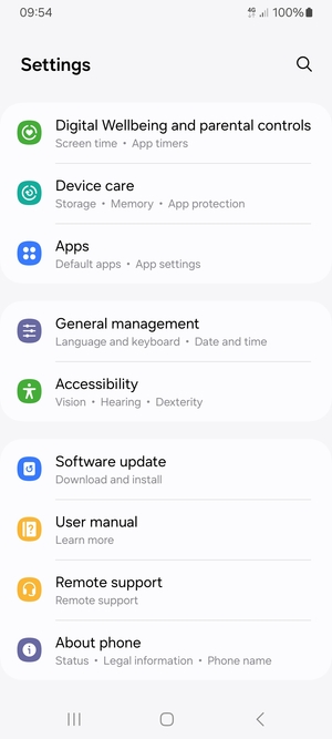 Scroll to and select Software update