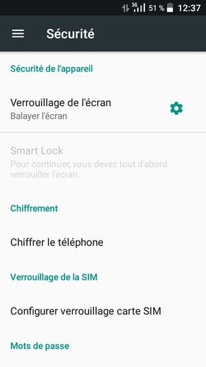 Sélectionnez Verrouillage de l'écran